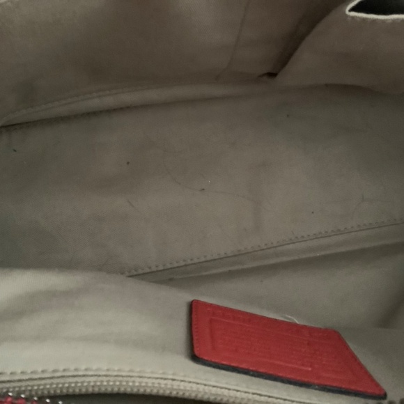 Coach Legacy Haley Red Leather and Leopard Print Cloth Trim Satchel With Tassel - Picture 11 of 12